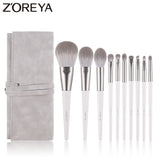 Silver Makeup Brushes Set