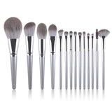 Silver Makeup Brushes Set