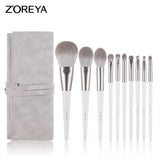 Silver Makeup Brushes Set